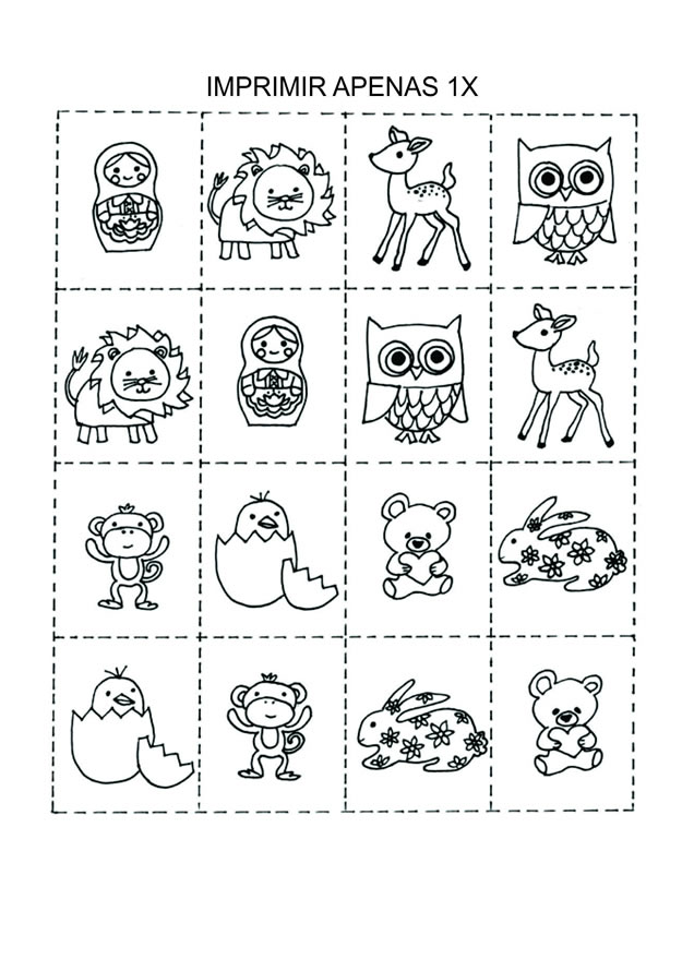 55+ Desenhos do Jogo de Memória para Imprimir e Colorir/Pintar