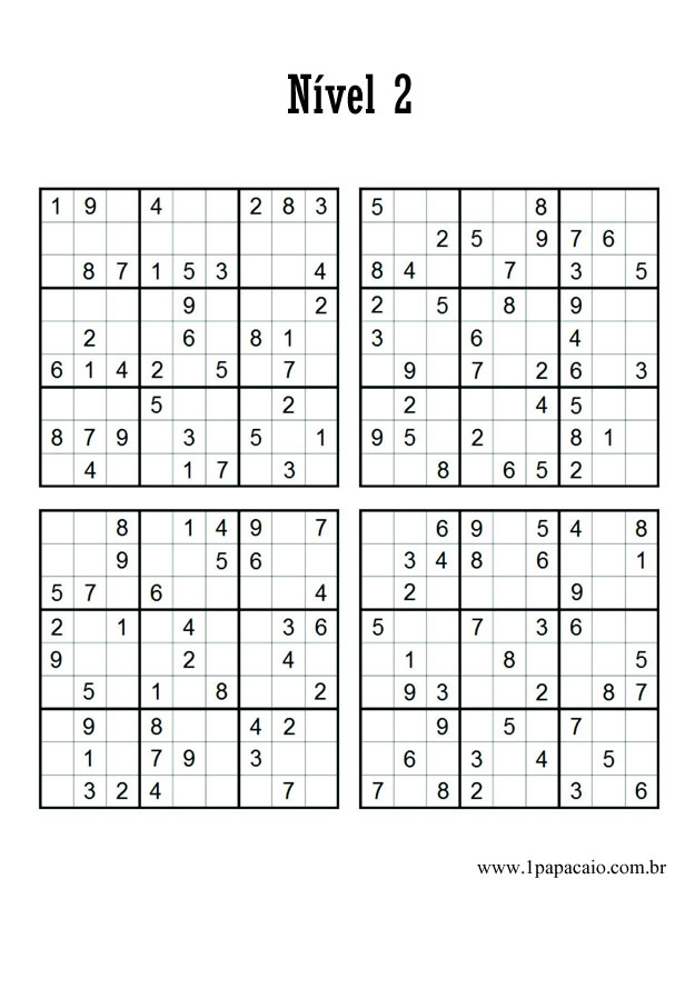 Sudoku Para Imprimir Com Respostas. Jogo Nº 1.